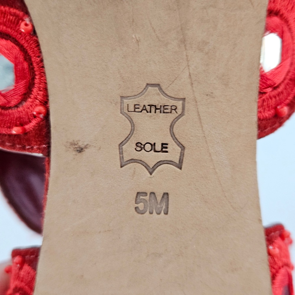 Tory Burch Yasmin D'Orsay Red‎ Suede Flat Size 5 - Picture 11 of 14